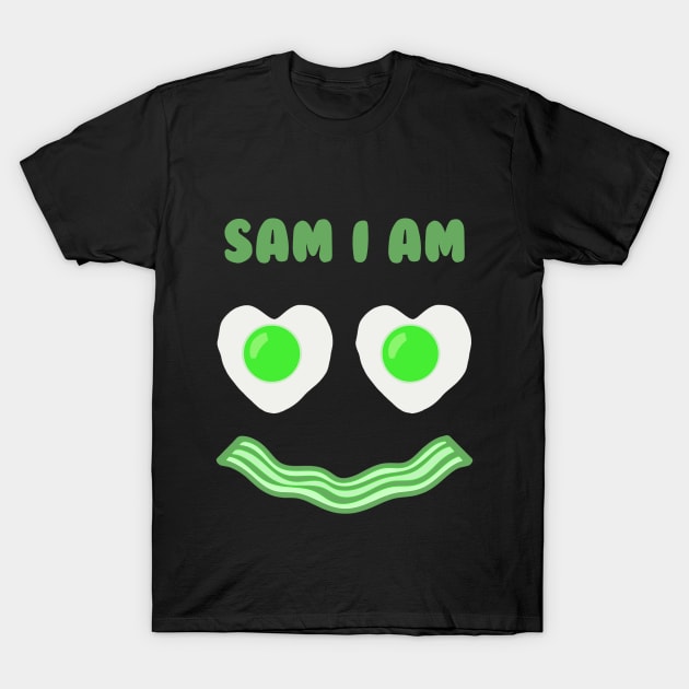 Sam I Am Green Eggs Ham Smile Face Brunch Breakfast Costume T-Shirt by SPERTPATS WARRIOR ONDERDIEL ART